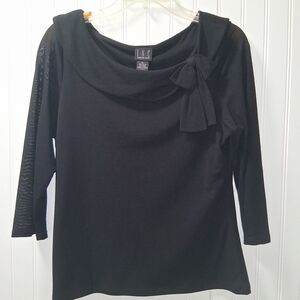 INC International Concepts Women's Black Bow Detail Top